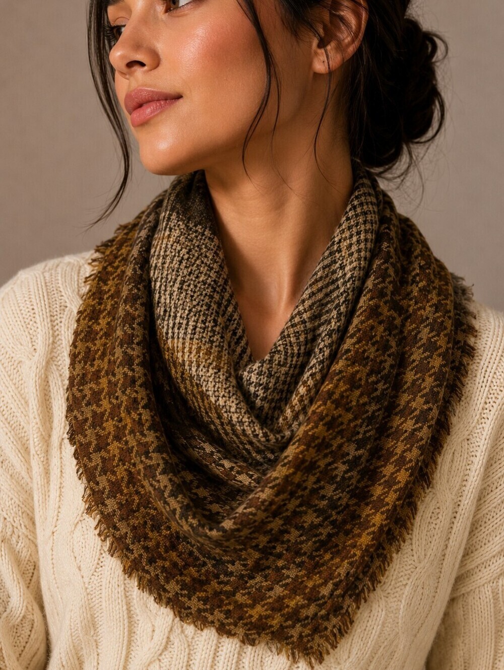 Echo Houndstooth Patchwork Preppy Academia Scarf